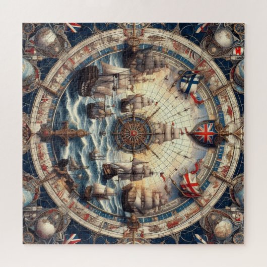 Oude zeilschepen Engeland Noorwegen Finland V3 Legpuzzel (Horizontaal)