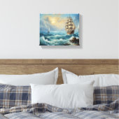 Oude zeilschip in de oceaan canvas afdruk (Insitu (Slaapkamer))