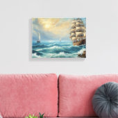 Oude zeilschip in de oceaan canvas afdruk (Insitu (Woonkamer))