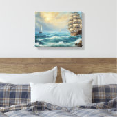 Oude zeilschip in de oceaan canvas afdruk (Insitu (Slaapkamer))