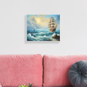 Oude zeilschip in de oceaan canvas afdruk (Insitu (Woonkamer))