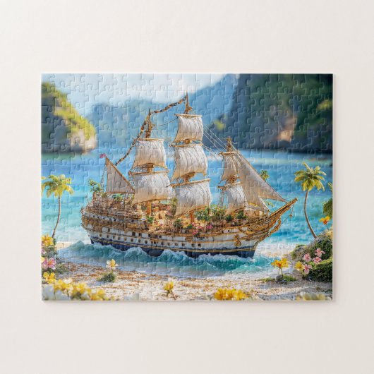 Oude zeilschip legpuzzel (Horizontaal)