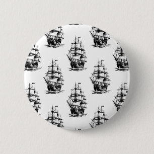Oude zeilschip patroonontwerp ronde button 5,7 cm