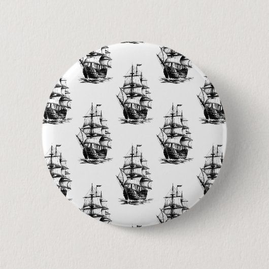 Oude zeilschip patroonontwerp ronde button 5,7 cm (Voorkant)