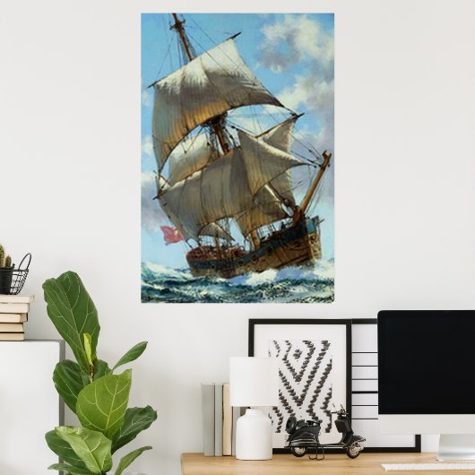 Oude zeilschip poster (Thuiskantoor)