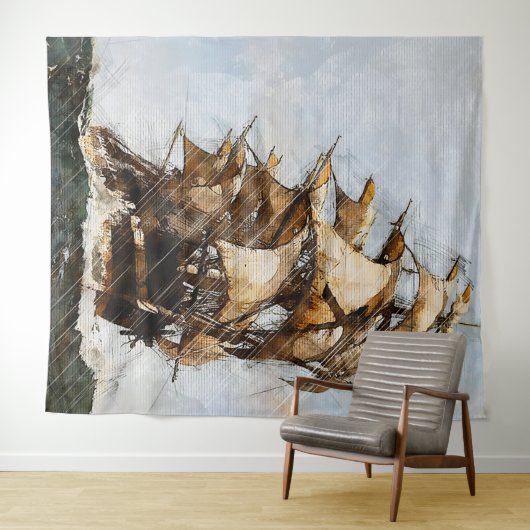 Oude zeilschip wandkleed (In Situ (horizontaal))