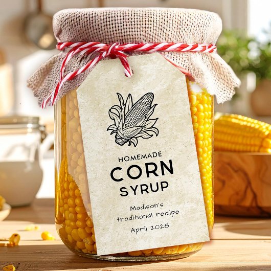 Oude zelfgemaakte maïssiroop keukenlabel cadeaulabel