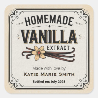 Oude zelfgemaakte vanille-extract vierkante sticker