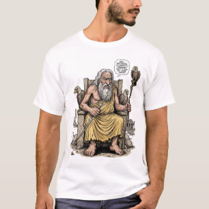 Oude Zeus Vermoeide God Last van Eeuwigheid T-shirt