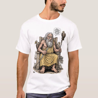 Oude Zeus Vermoeide God Last van Eeuwigheid T-shirt
