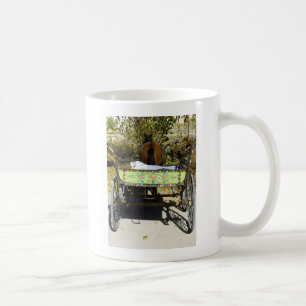 Oude zigeunerwagen en paard en wagen foto koffiemok
