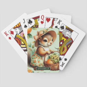 Oude zoete eekhoornschilderij pokerkaarten