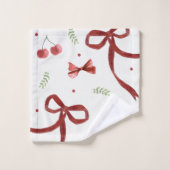 Oude Zoete Kers en Rode Strik Bad Handdoek (Wasdoekje)