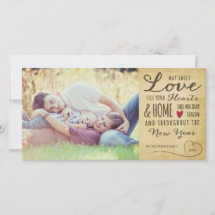 Oude zoete liefdesvakantie fotokaart feestdagenkaart