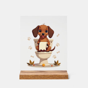 Oude zoete takkel op toilet cartoon badkamer acryl bord