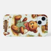 Oude Zoete Teddybeer Patroon iPhone 15 Case (Achterkant horizontaal)