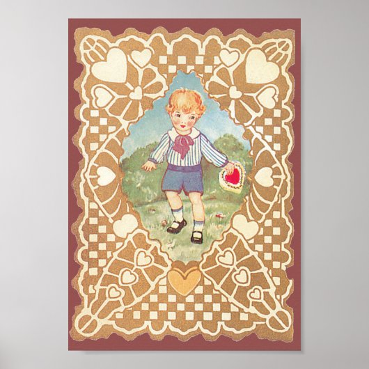 Oude zoete Valentijnsdag, jongen op de weide Poster (Voorkant)