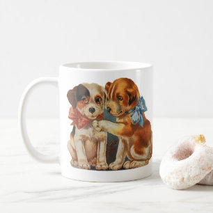 Oude zoete Valentijnsdag puppy liefde, twee honden Koffiemok