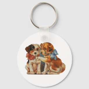 Oude zoete Valentijnsdag puppy liefde, twee honden Sleutelhanger