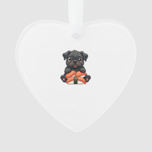 Oude zoete zwarte Pug Sushi Cartoon Vector Illustr Ornament