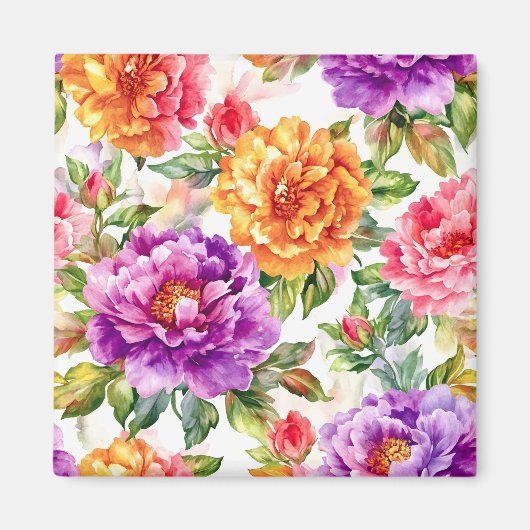 Oude Zomer Bloei Waterverf Bloemen Magneet (Voorkant)