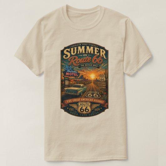 Oude Zomer op Route 66 T-shirt (Design voorkant)