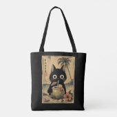 Oude Zomer Zwarte Kat Pina Colada Tote Bag (Achterkant)