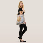 Oude Zon Maan Quilt Stijl Print Tote Bag (Op model)