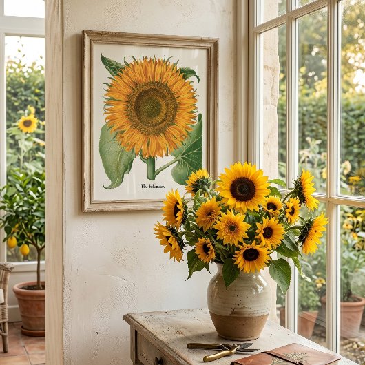 Oude zonnebloem Bloem van Basilius Besler Poster