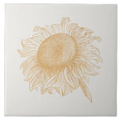 Oude zonnebloem -  bloempkunst tegeltje (Voorkant)