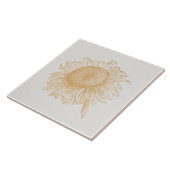 Oude zonnebloem -  bloempkunst tegeltje (Zijkant)