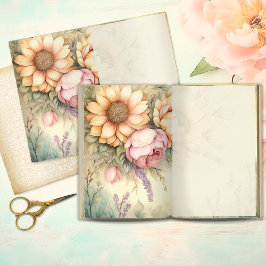 Oude Zonnebloem & Blush Pioenroos Junk Journal Pag