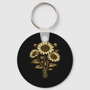 Oude zonnebloem botanische bloemen natuur sleutelhanger