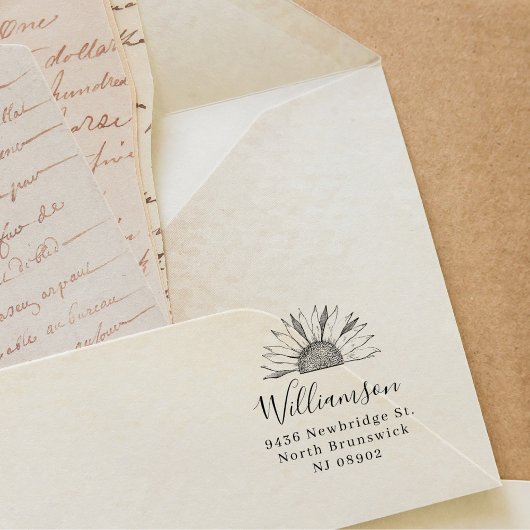 Oude Zonnebloem Elegante Aangepaste Retouradres Rubberstempel