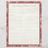 Oude zonnebloem toile rode recept papier vel (Achterkant)