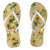 Oude zonnebloemen en libellen   teenslippers (Voetbed)