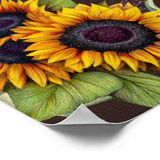 Oude zonnebloemen Zitgrafiek 250 Poster (Hoek)