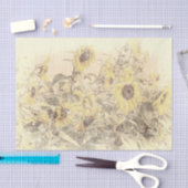 Oude zonnebloemveld gele versleten textuur tissuepapier (Craft)