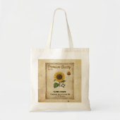 Oude Zonnebloemzaadpakket Ruw Canvas Tote Bag (Voorkant)