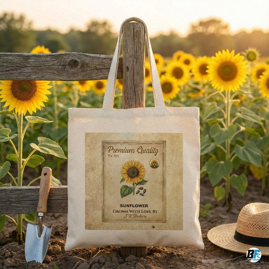 Oude Zonnebloemzaadpakket Ruw Canvas Tote Bag