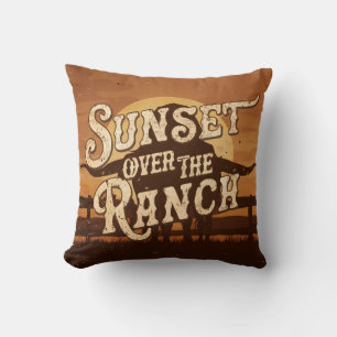Oude Zonsondergang Boven de Ranch Kussen