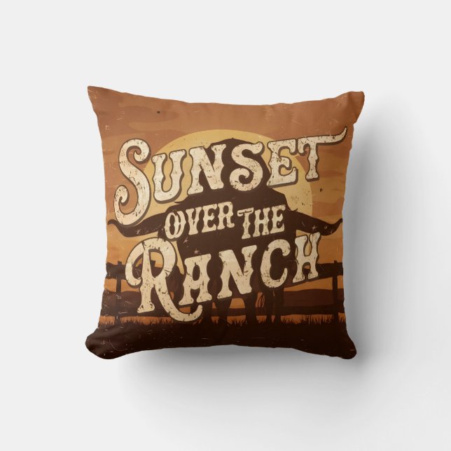 Oude Zonsondergang Boven de Ranch Kussen (Voorkant)