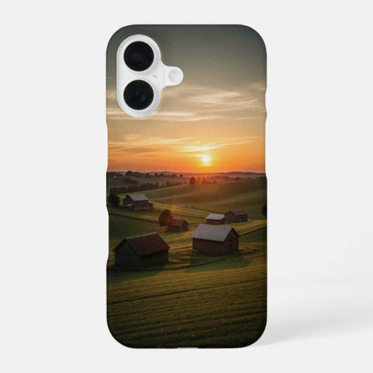Oude zonsondergang op het platteland iPhone 16 hoesje (Achterkant)
