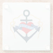 Oude zout Scheepsanker en hart Glazen Onderzetter (Achterkant)