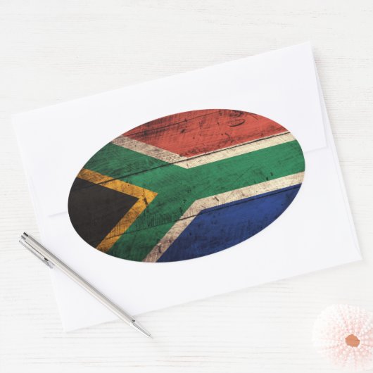Oude Zuid-Afrikaanse vlag Ovale Sticker (Envelop)