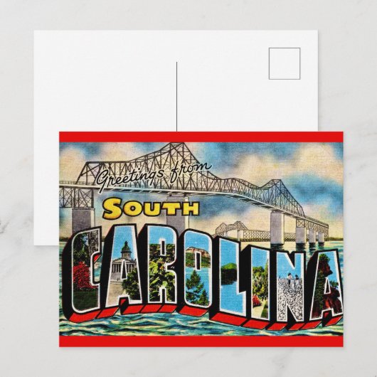 Oude Zuid-Carolina Groet Briefkaart (Voorkant / Achterkant)