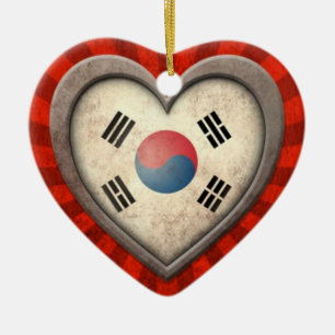 Oude Zuid-Koreaanse vlag — Hart met lichte stralen Keramisch Ornament