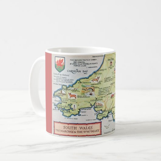 Oude Zuid-Waleskaart Koffiemok (Voorkant links)
