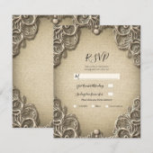 Oude Zuidelijke Charme Burlap Kant Trouw-RSVP  Kaart (Voorkant / Achterkant)