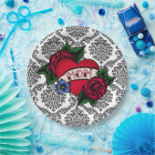 Oude zwart-wit damasten papieren bordjes voor moed (Feest)